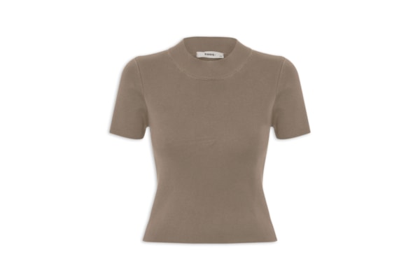 Camiseta Feminina Tricot Básica - Marrom