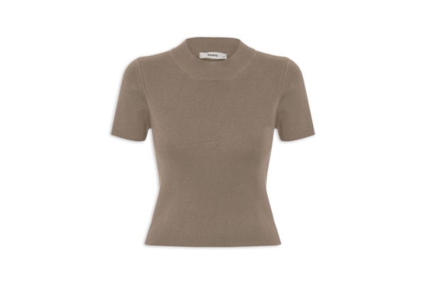 Camiseta Feminina Tricot Básica - Marrom