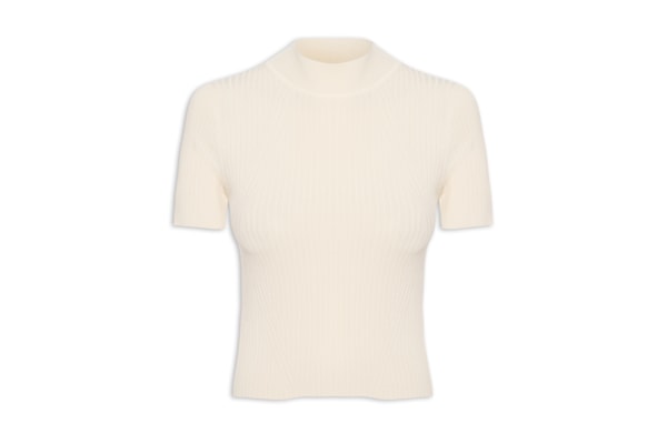 Camiseta Feminina Tricot Básica - Off White