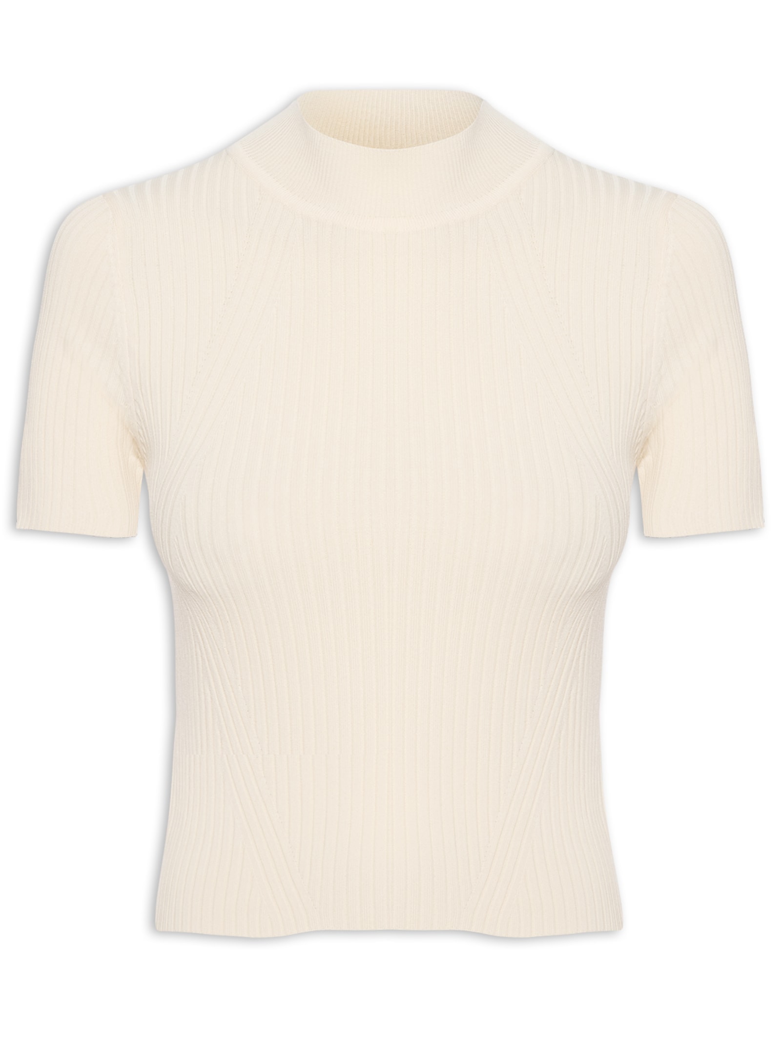 Camiseta Feminina Tricot Básica Off White Basiq