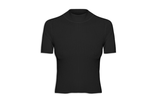 Camiseta Feminina Tricot Básica - Preto