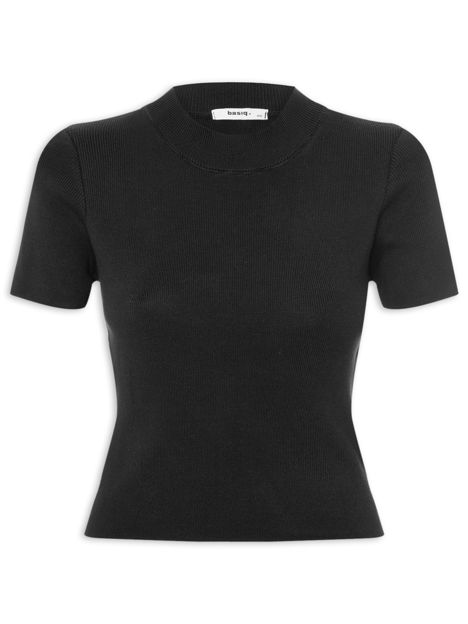 Camiseta Feminina Tricot Básica Preto Basiq