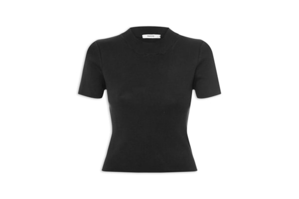 Camiseta Feminina Tricot Básica - Preto
