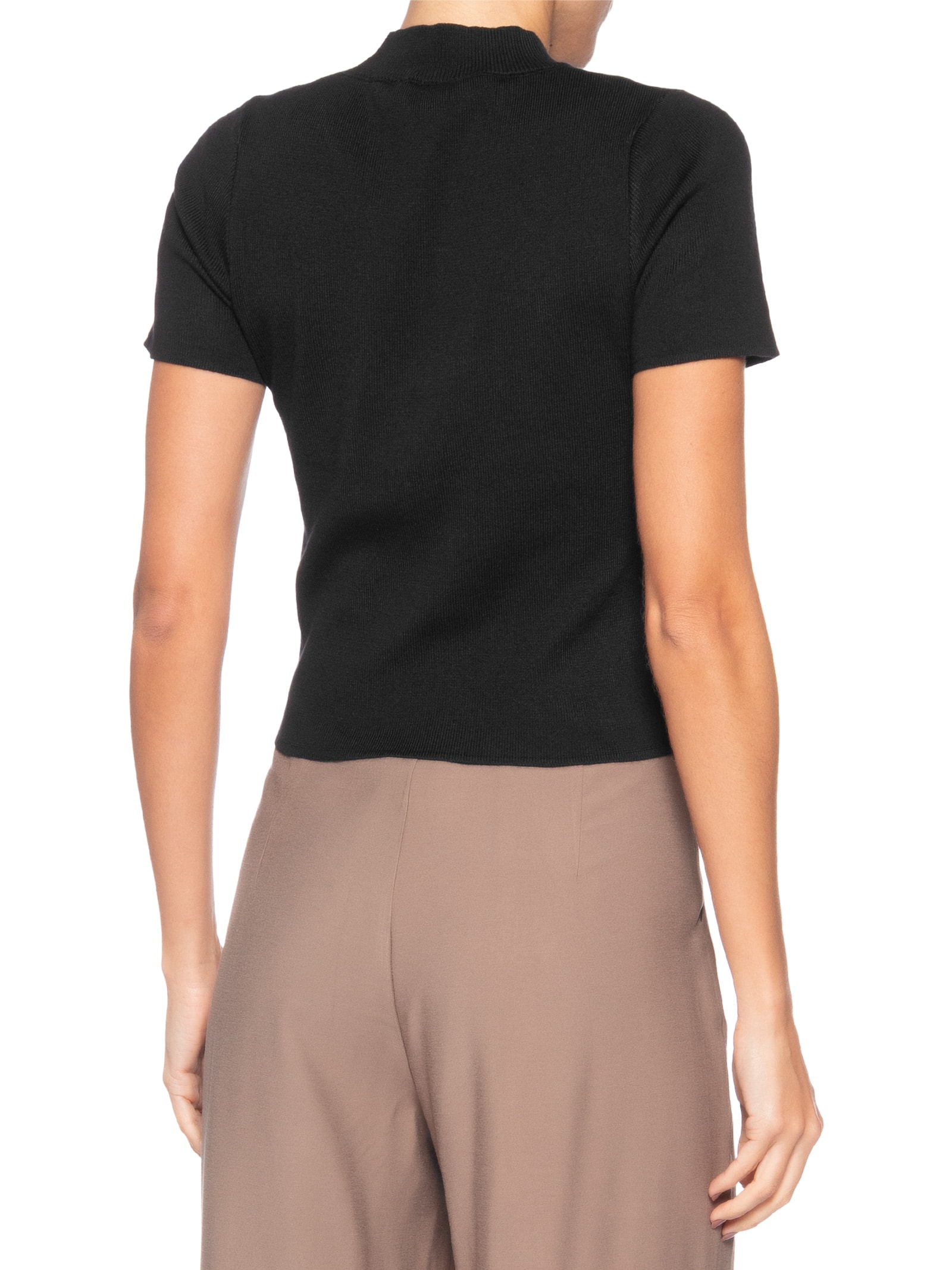 Camiseta Feminina Tricot Básica Preto Basiq