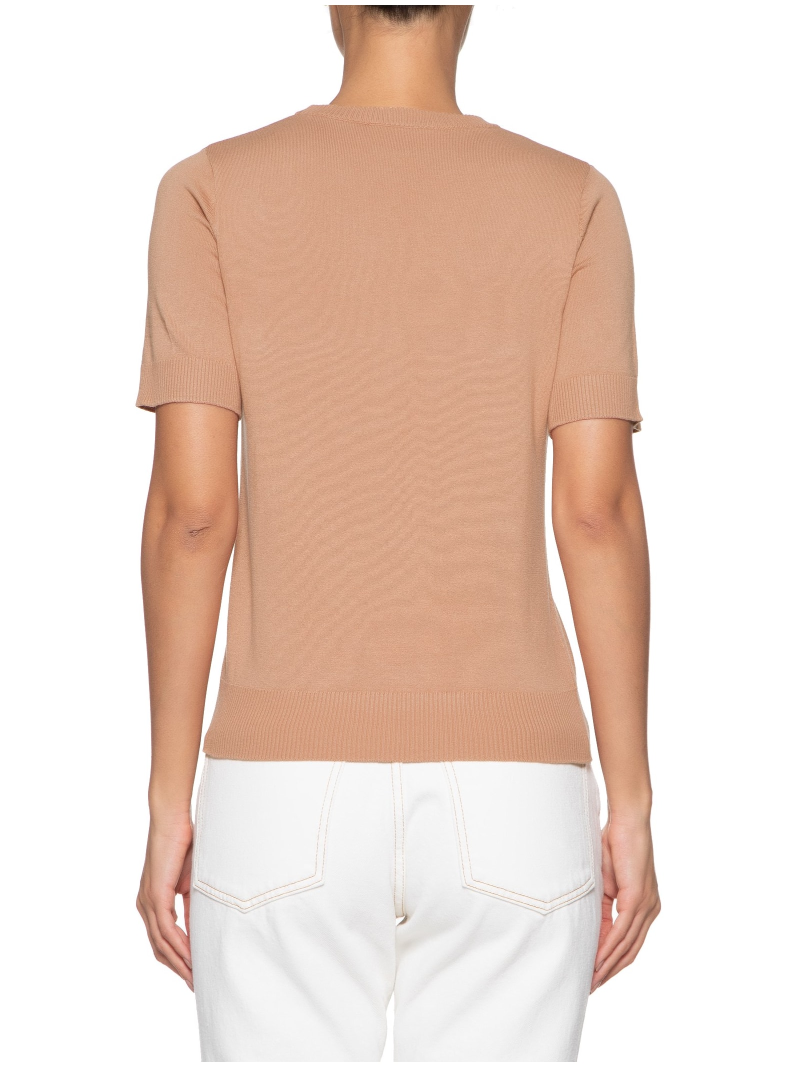 Camiseta Feminina Tricot Básico Marrom Shoulder