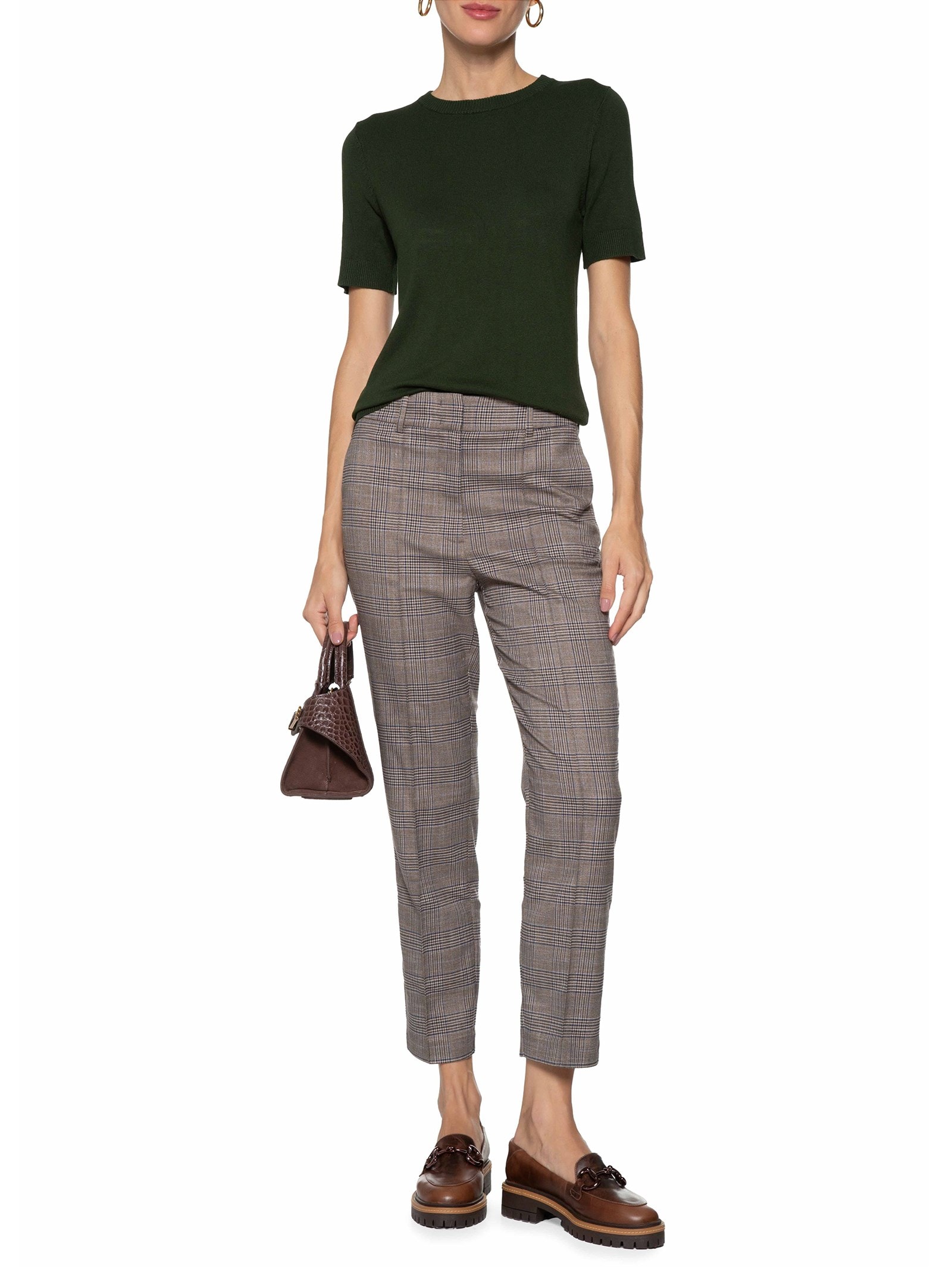 Camiseta Feminina Tricot Básico Verde Shoulder