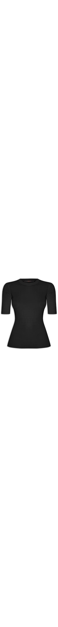Camiseta Feminina Tricot Canelado Básica - Preto