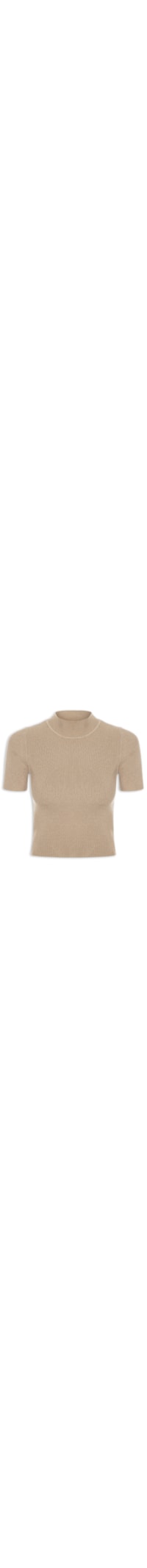 Camiseta Feminina Tricot Cropped Básica - Bege