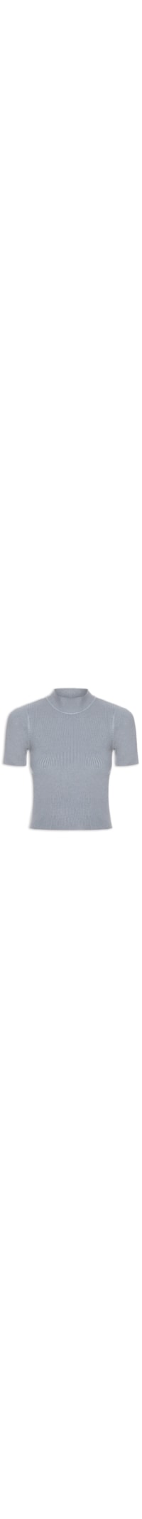 Camiseta Feminina Tricot Cropped Básica - Cinza