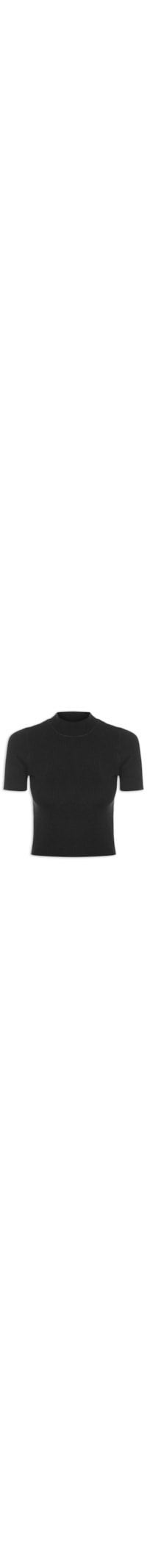 Camiseta Feminina Tricot Cropped Básica - Preto