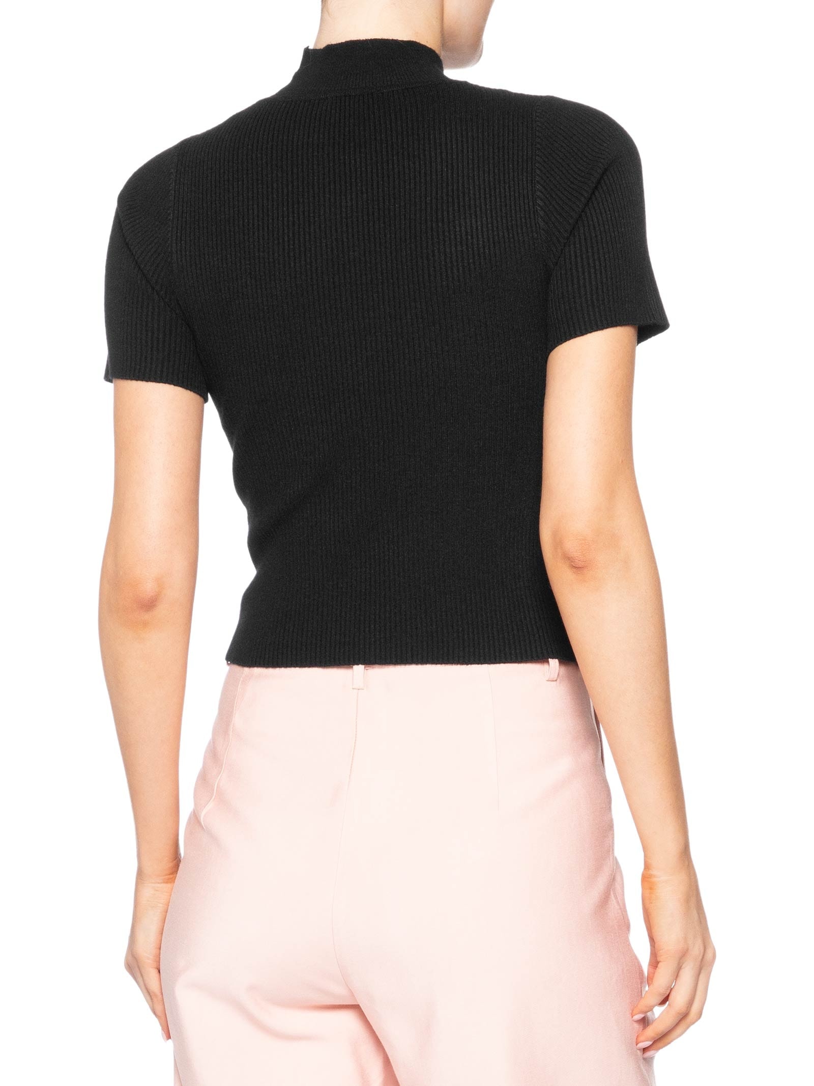 Camiseta Feminina Tricot Cropped Básica Preto Basiq