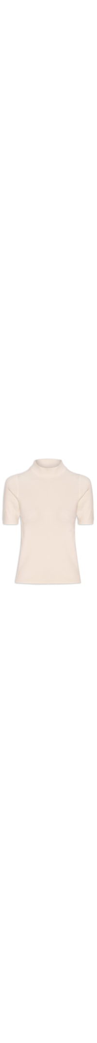 Camiseta Feminina Tricot Gola Alta Manga Curta - Bege