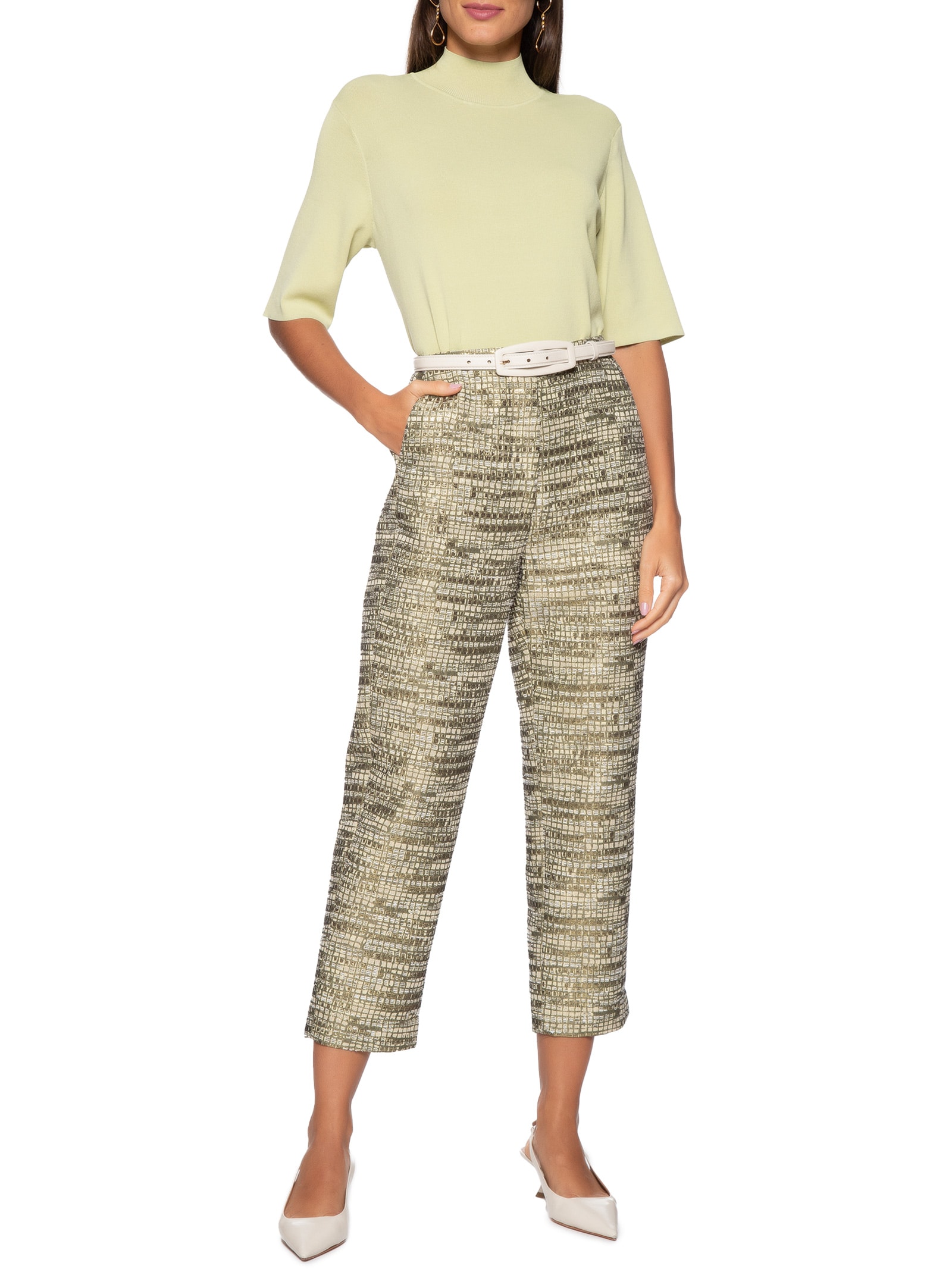 Camiseta Feminina Tricot Gola Alta Verde Animale