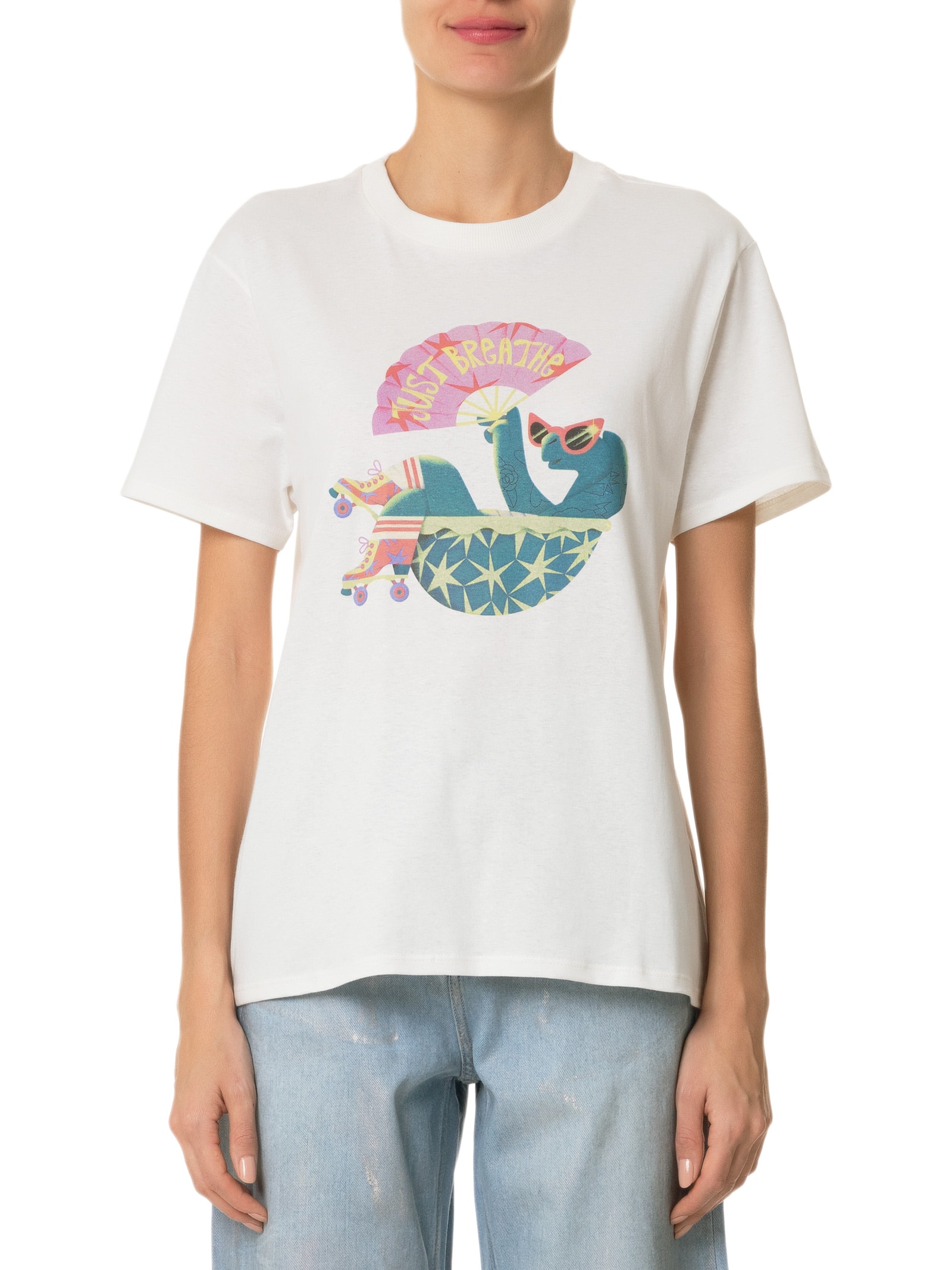 Camiseta Feminina Turtle Just Breathe Off White Animale Jeans
