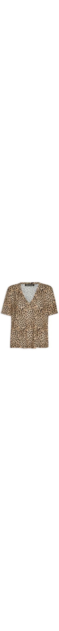 Camiseta Feminina V Estampada - Animal Print