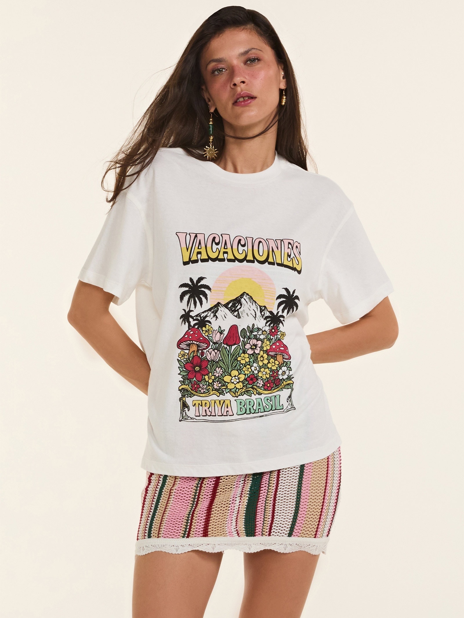 Camiseta Feminina Vacaciones – Branco Triya