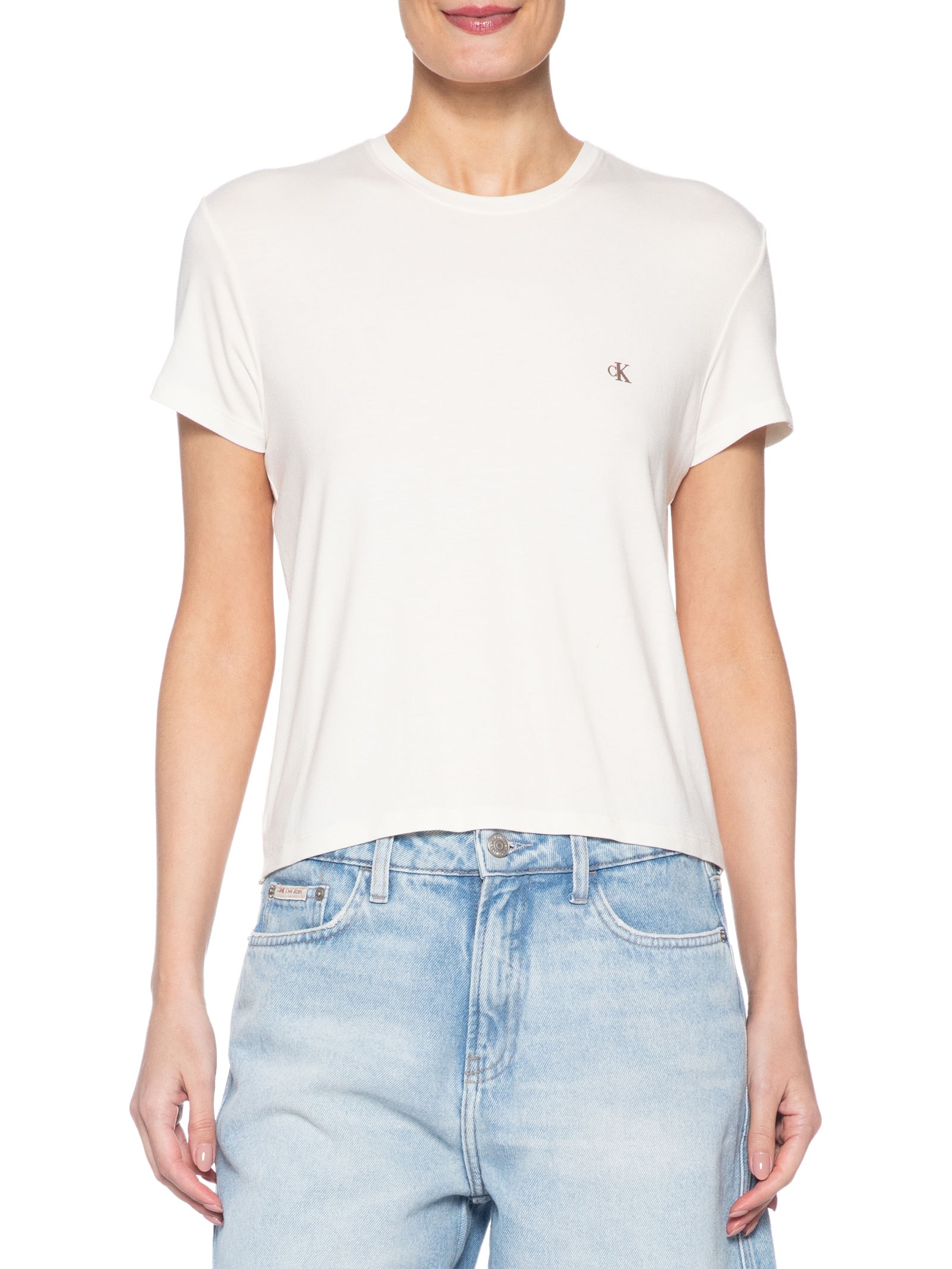 Camiseta Feminina Viscolycra Branco Calvin Klein Jeans