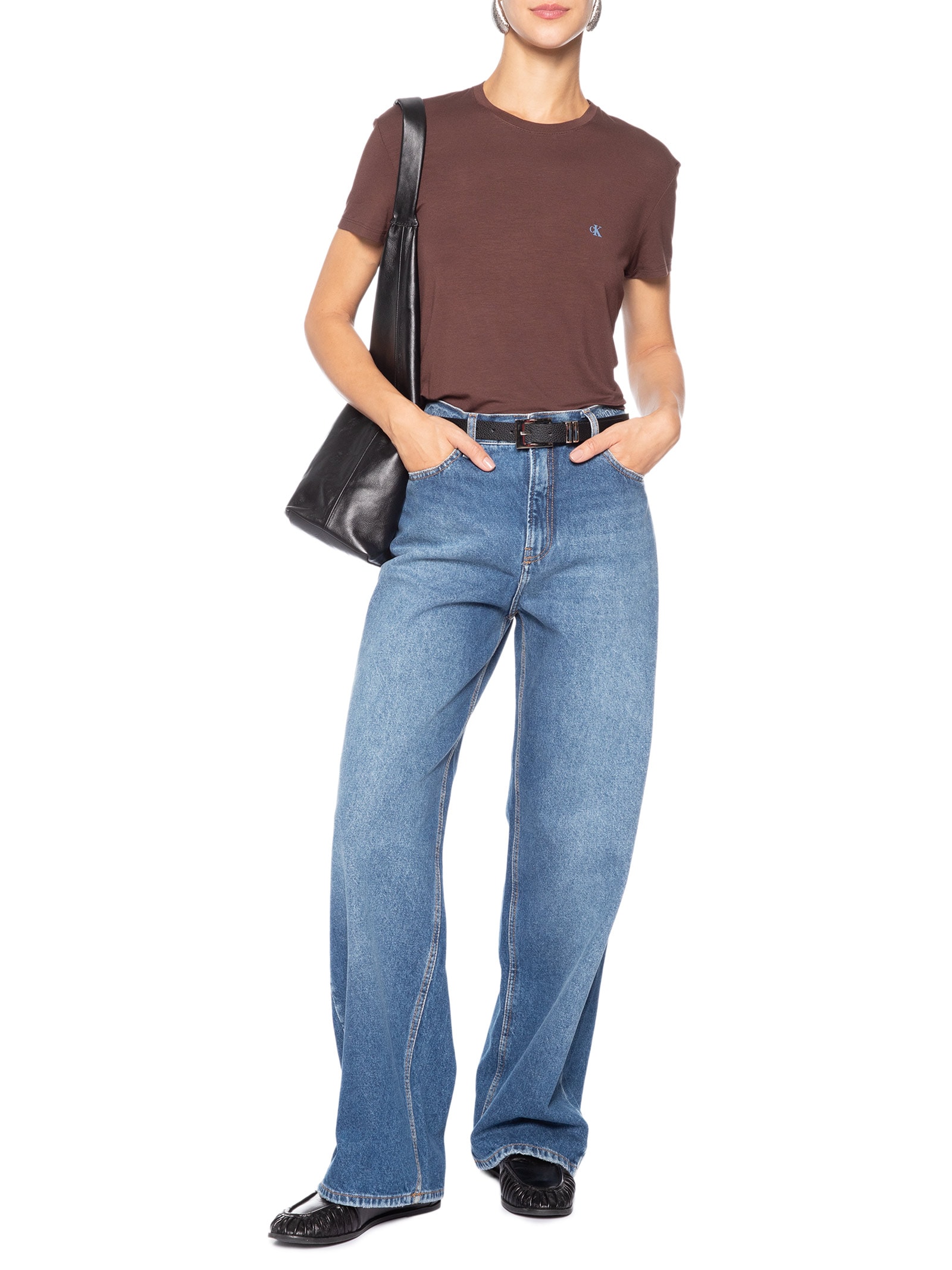 Camiseta Feminina Viscolycra Marrom Calvin Klein Jeans