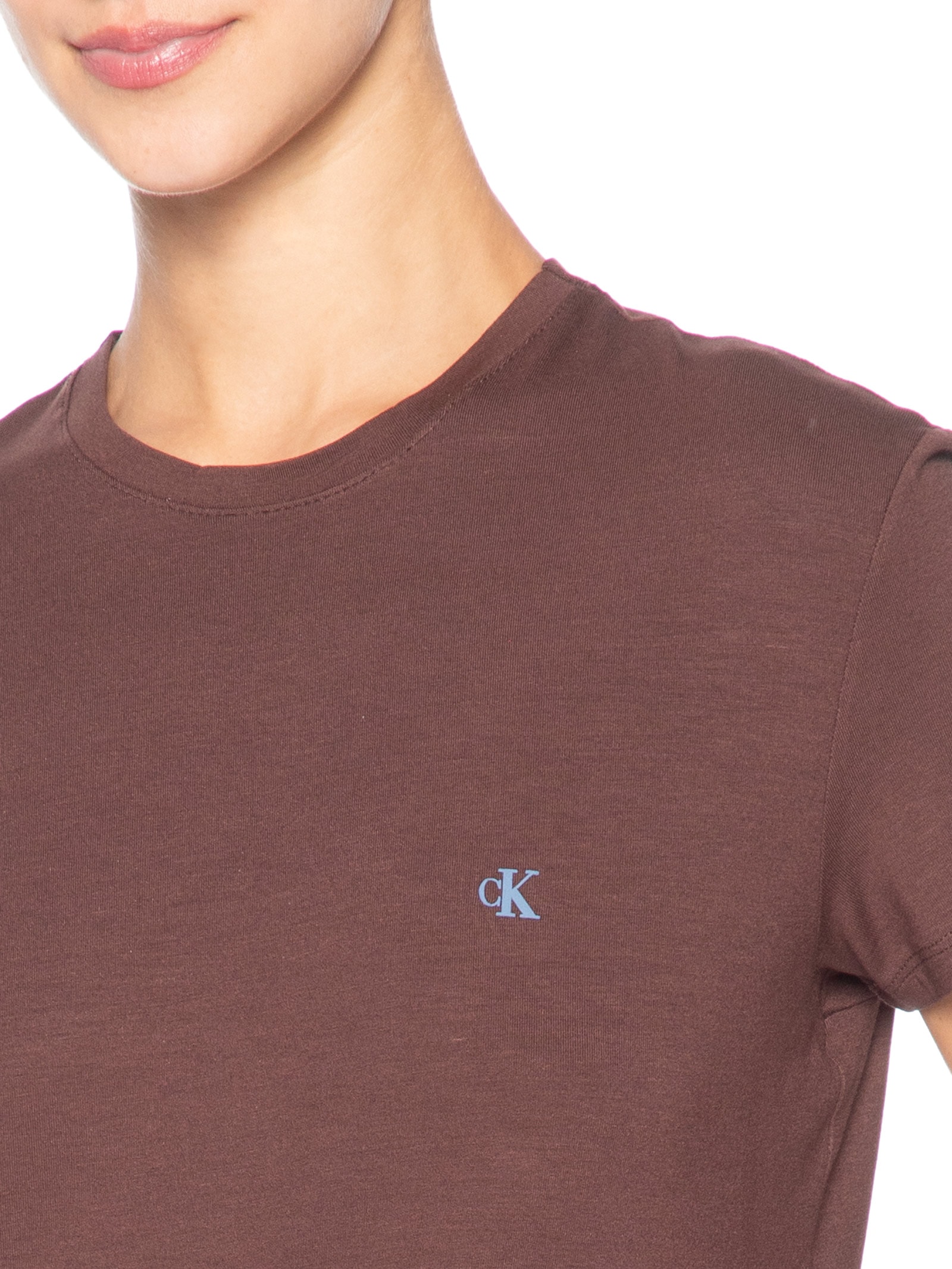 Camiseta Feminina Viscolycra Marrom Calvin Klein Jeans