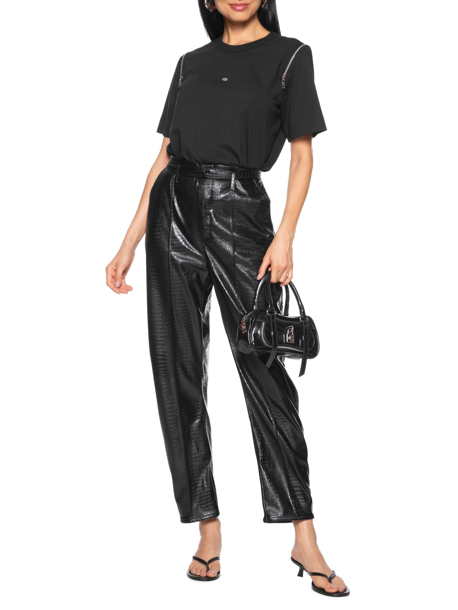 Camiseta Feminina Zíper Preto Colcci