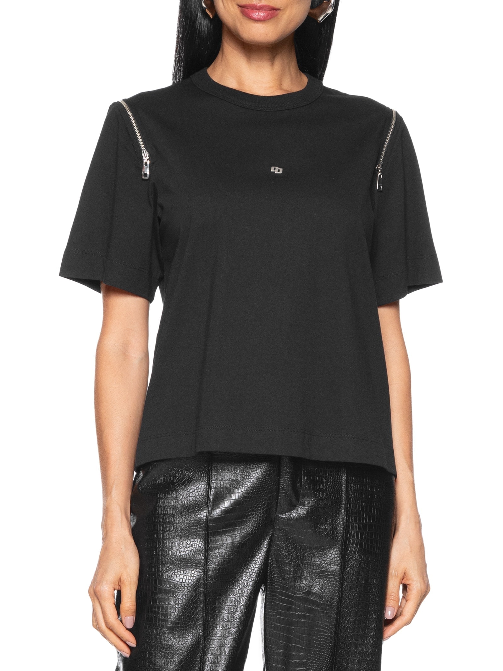 Camiseta Feminina Zíper Preto Colcci