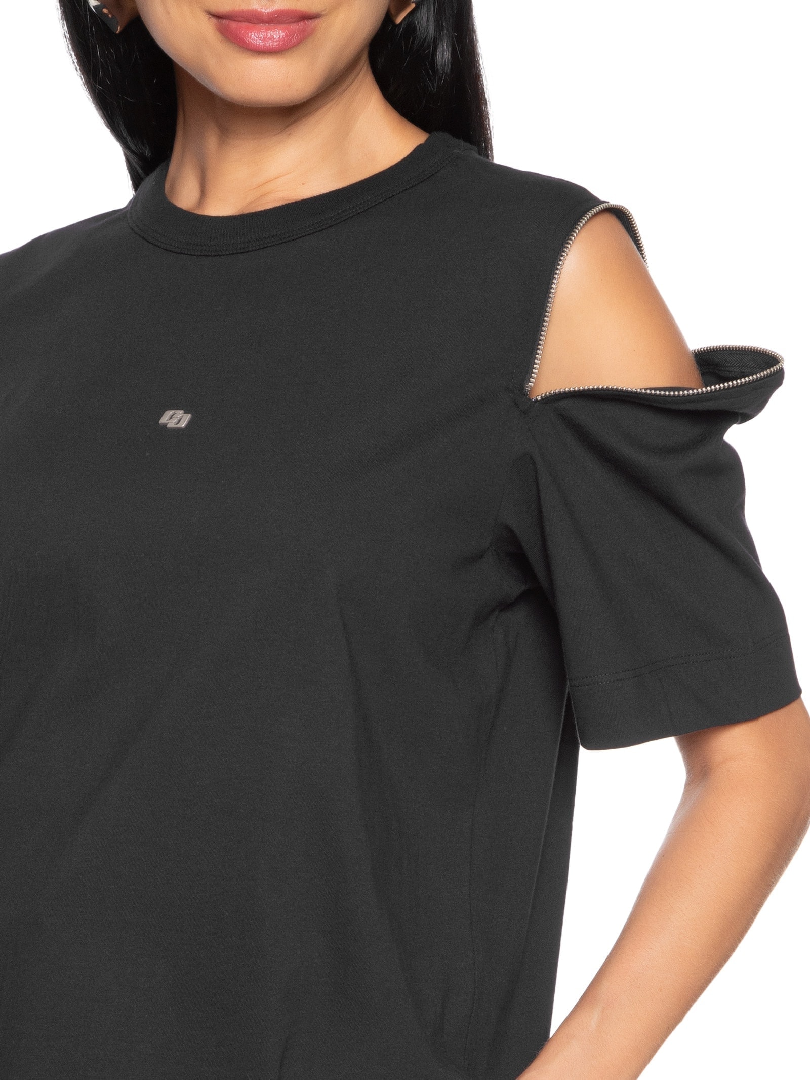 Camiseta Feminina Zíper Preto Colcci