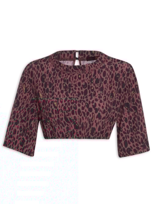 Camiseta Feminino Cropped Onça Elixer Color - Animal Print