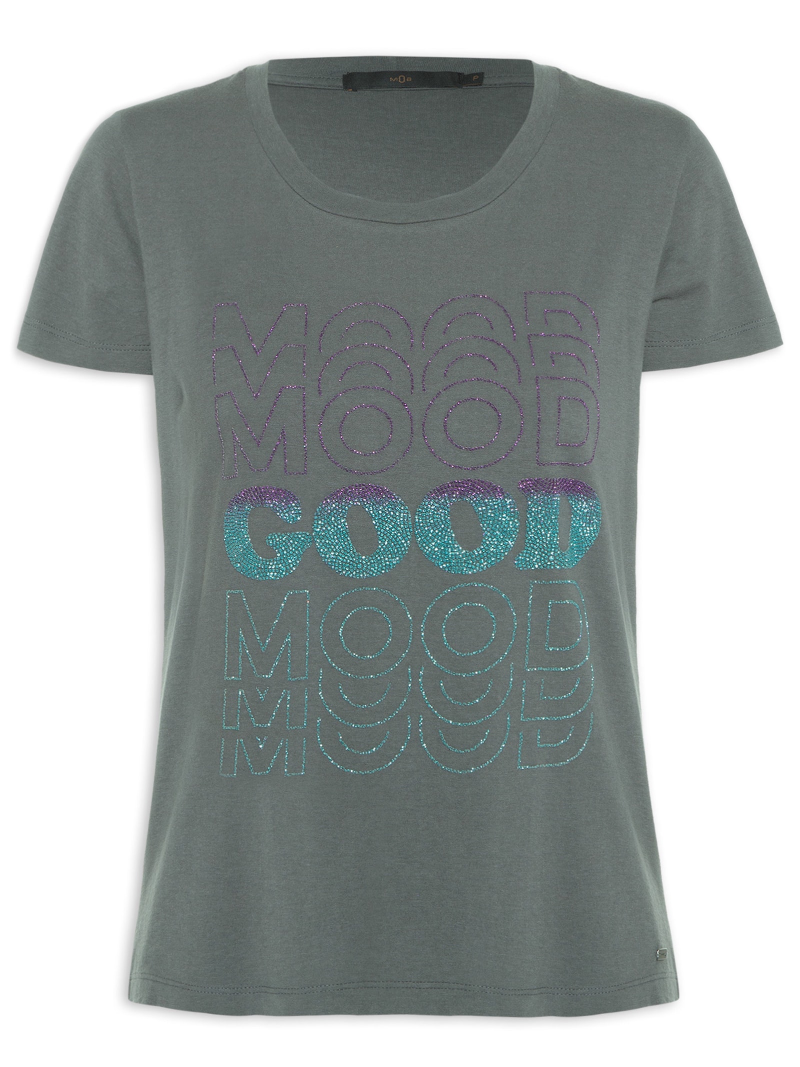 Camiseta Malha Aplicação Mood Good Cinza Mob