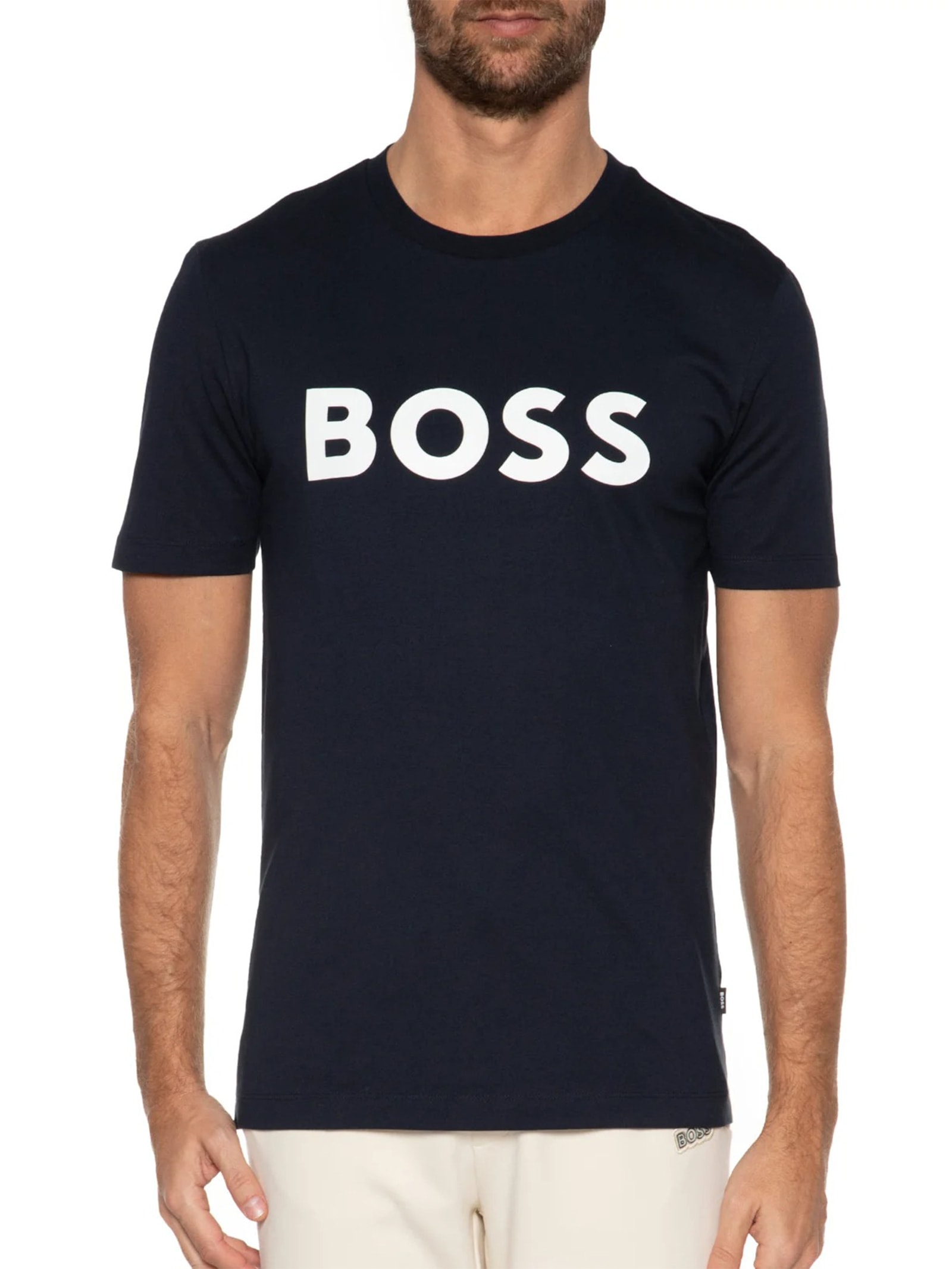Camiseta Manga Curta Masculina Estampada Tiburt Azul Boss