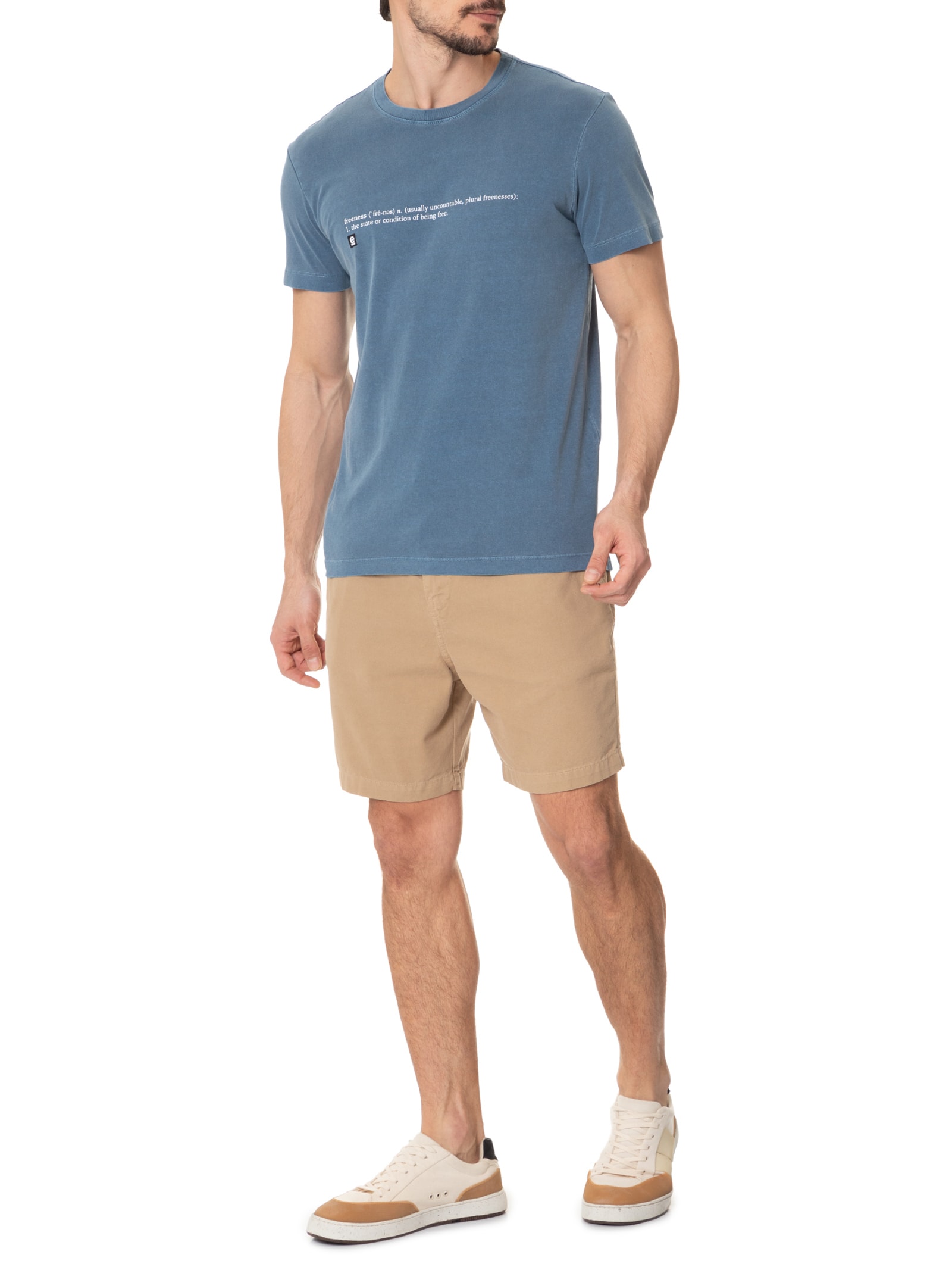 Camiseta Manga Curta Masculina Stone Freeness Azul Osklen