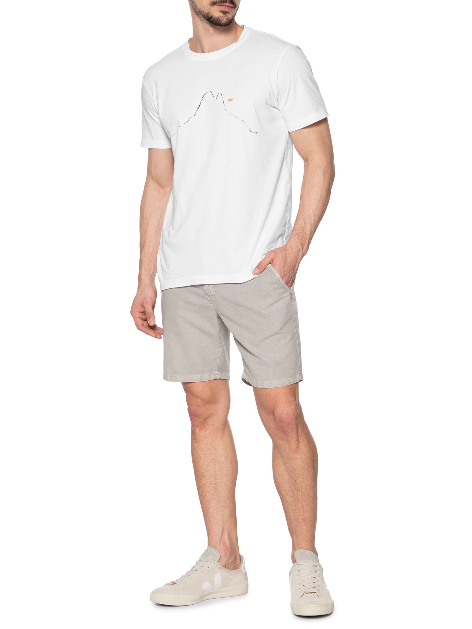 Camiseta Manga Curta Masculina Stone Min Branco Osklen