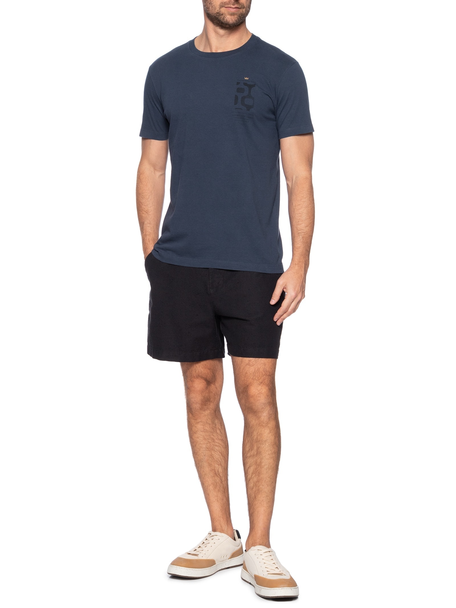 Camiseta Manga Curta Masculina Vintage Calçadão Azul Osklen