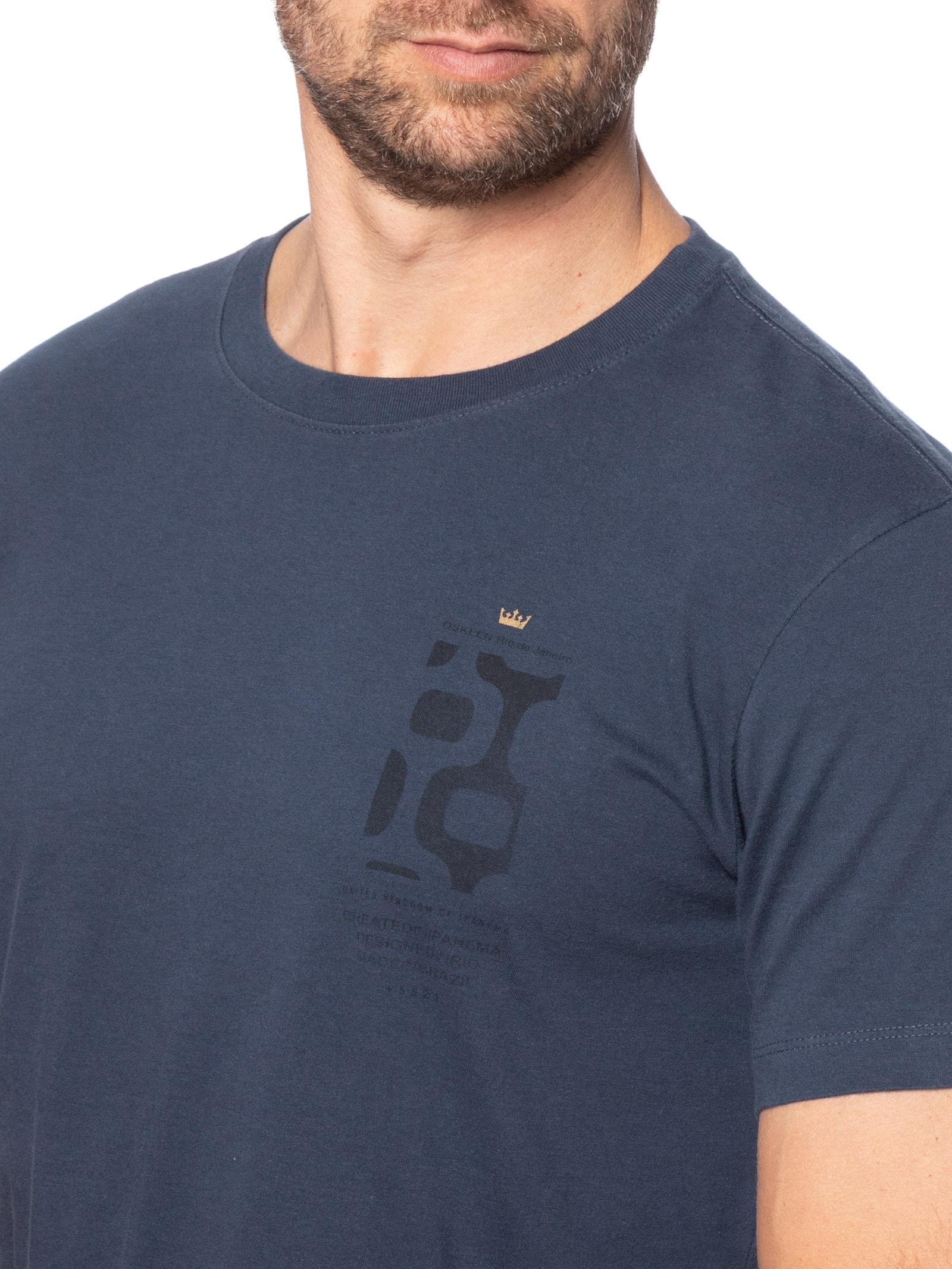 Camiseta Manga Curta Masculina Vintage Calçadão Azul Osklen
