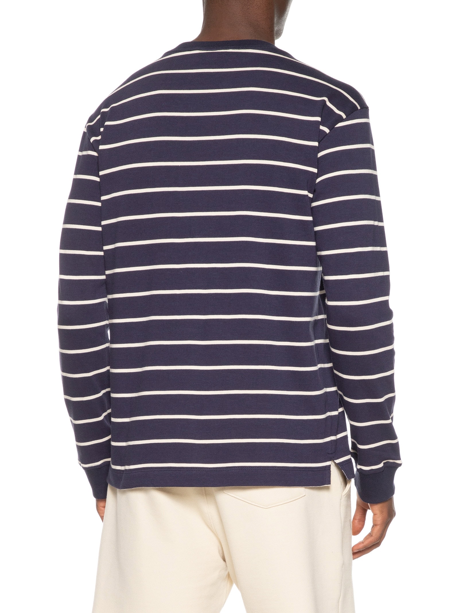 Camiseta Manga Longa Listrado Rib Azul Reserva