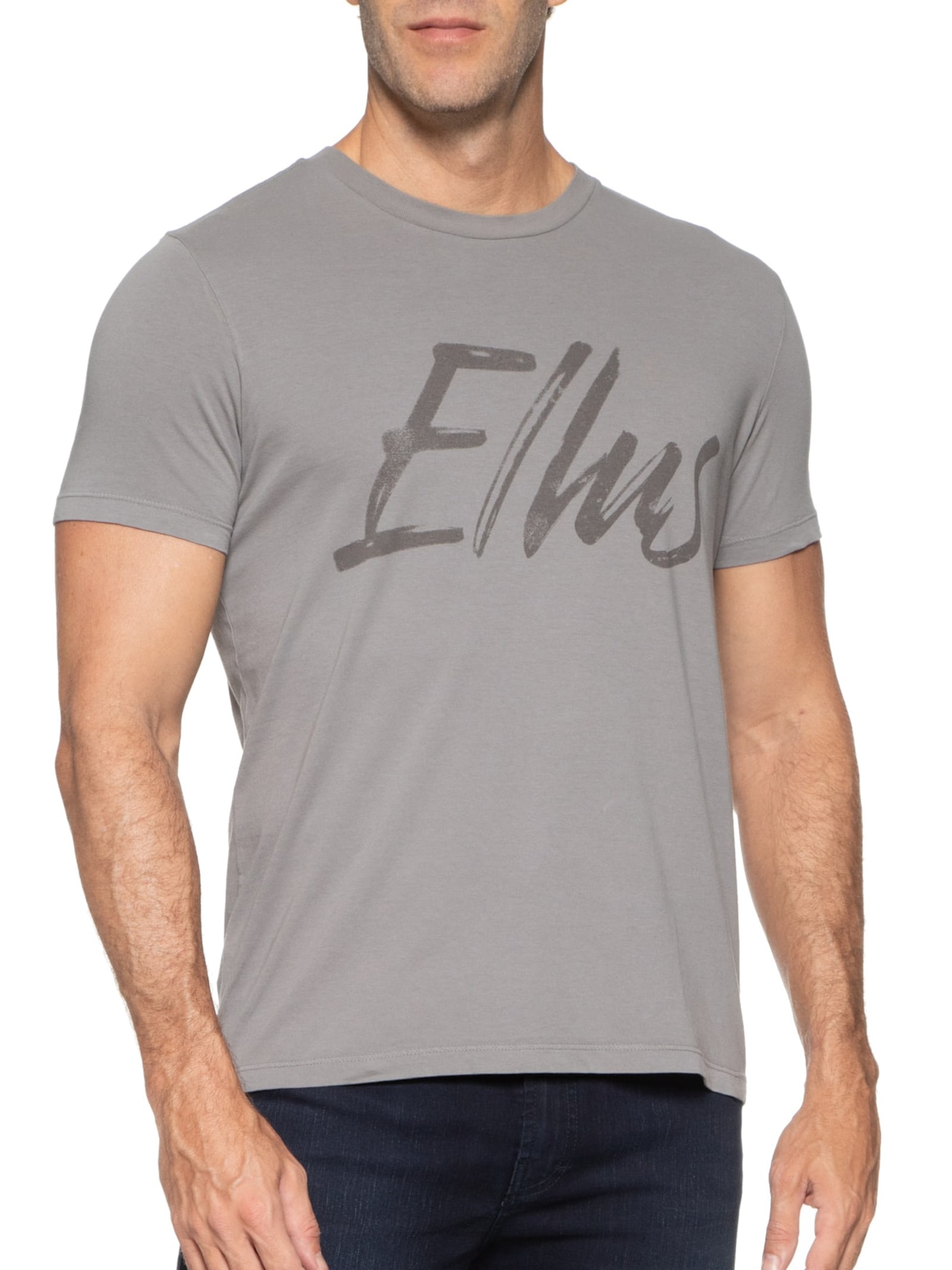 Camiseta Mascuilina Cotton Fine Maxi Classic Cinza Ellus