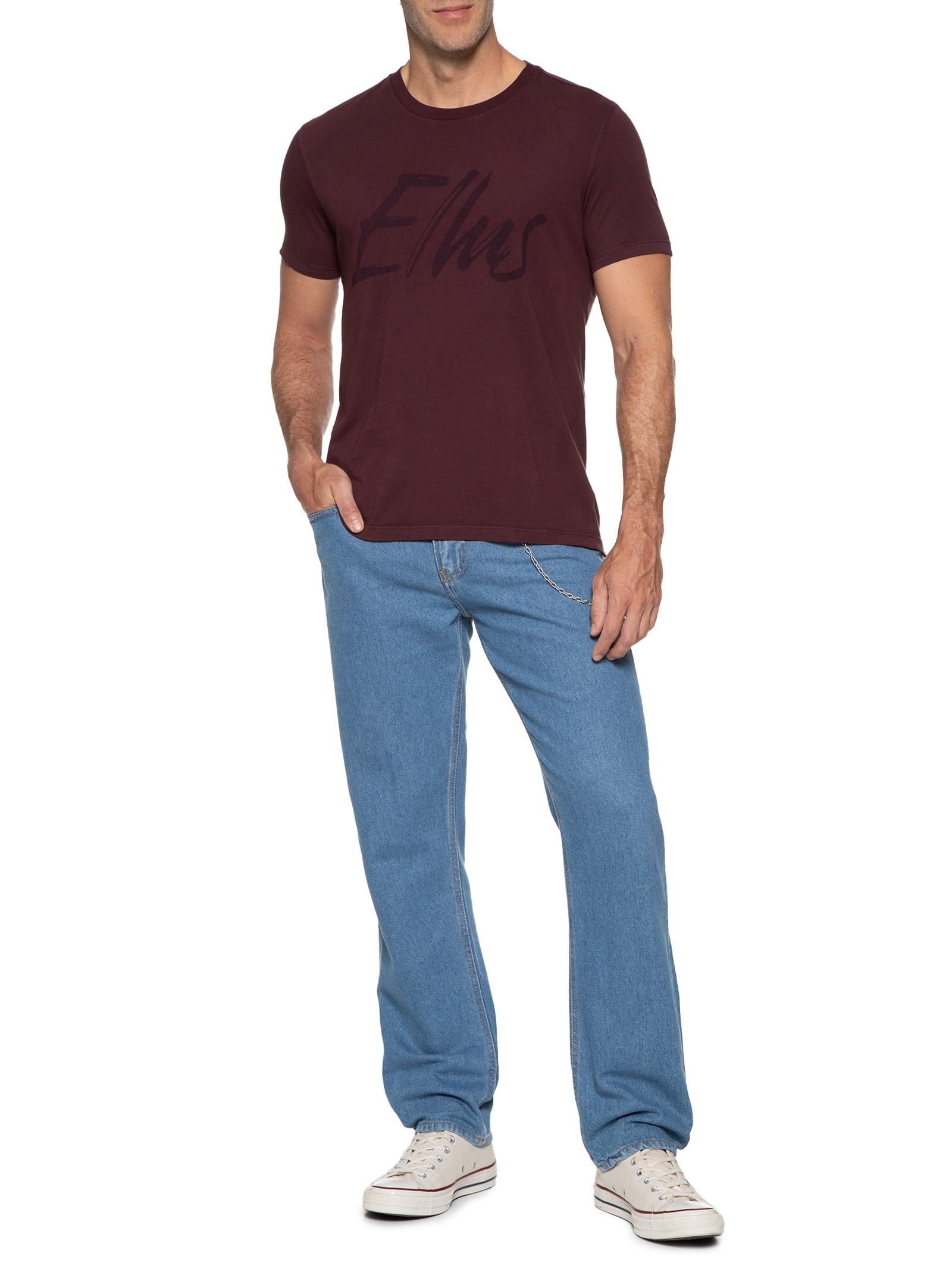 Camiseta Mascuilina Cotton Fine Maxi Classic Vinho Ellus