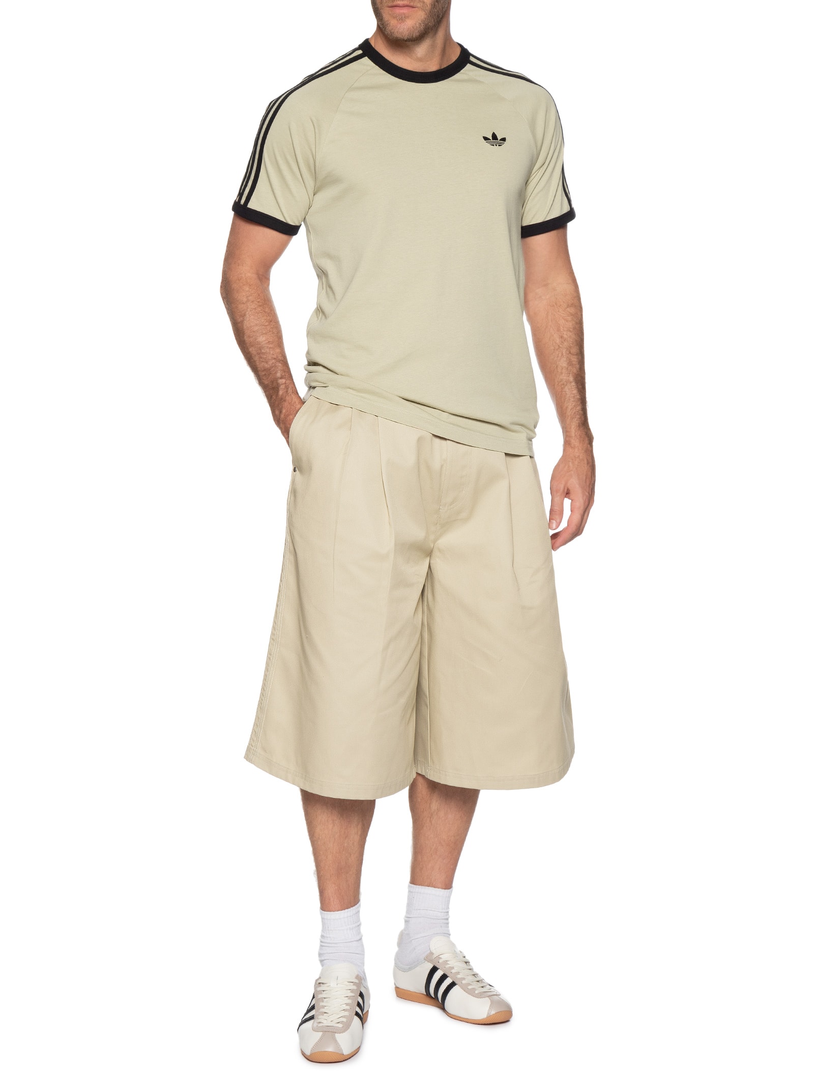 Camiseta Masculina 3 Stripes Bege Adidas Originals