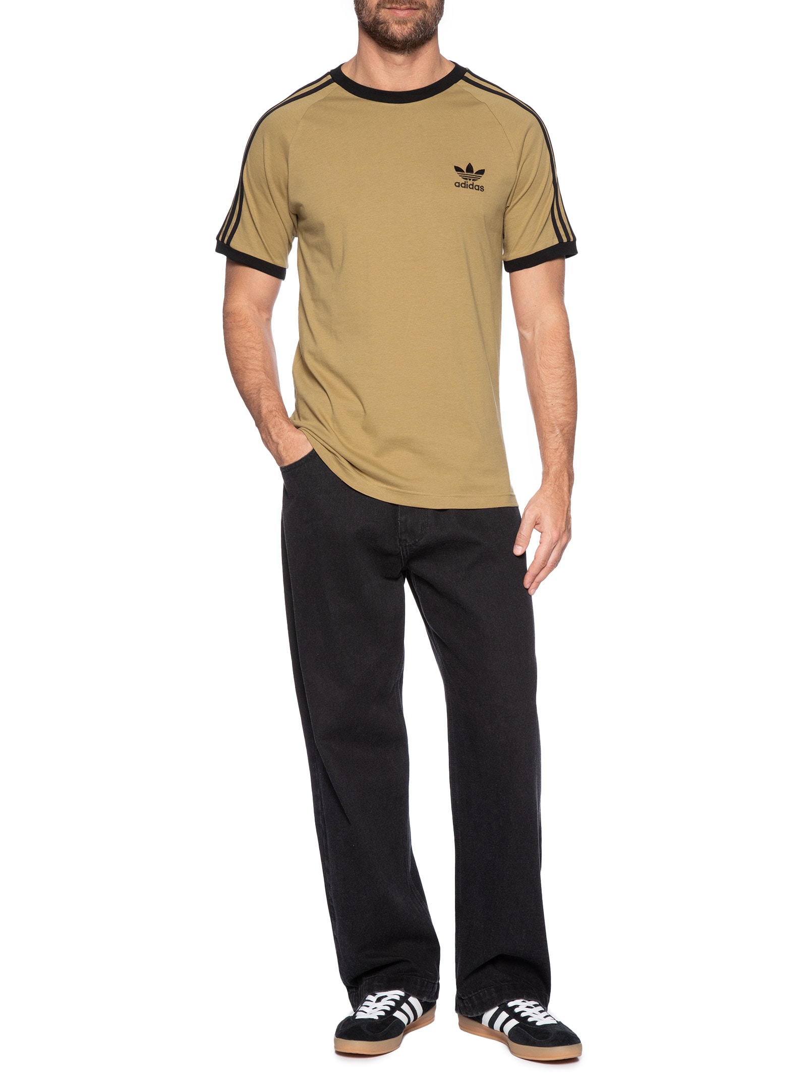 Camiseta Masculina 3-Stripes Marrom Claro Adidas Originals