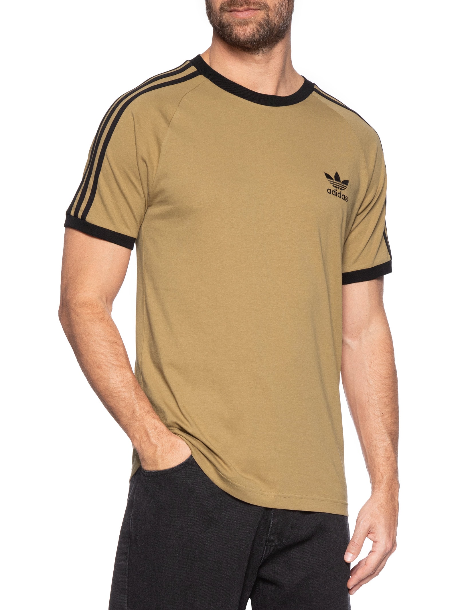 Camiseta Masculina 3-Stripes Marrom Claro Adidas Originals