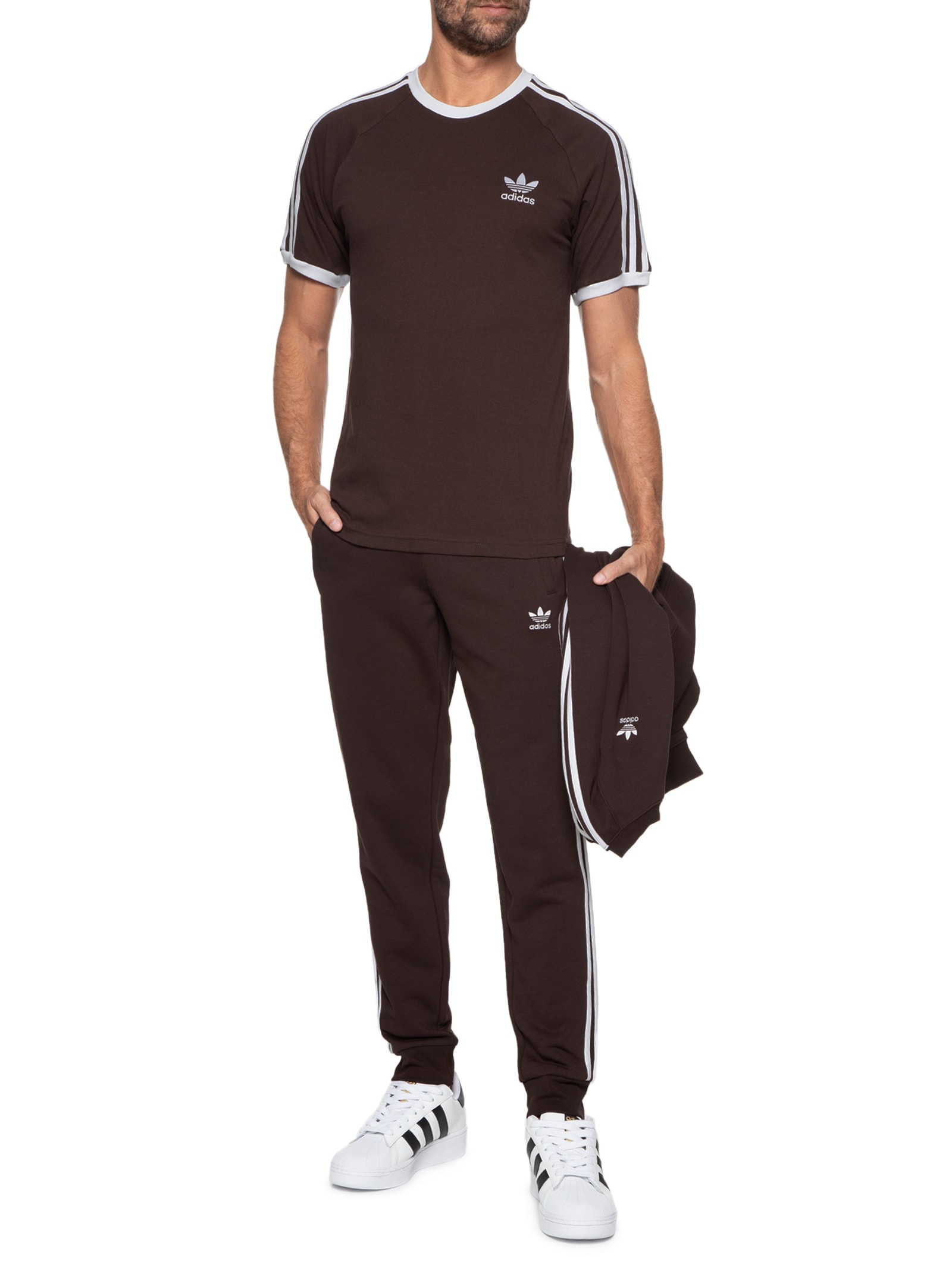 Camiseta Masculina 3 Stripes Marrom Escuro Adidas Originals
