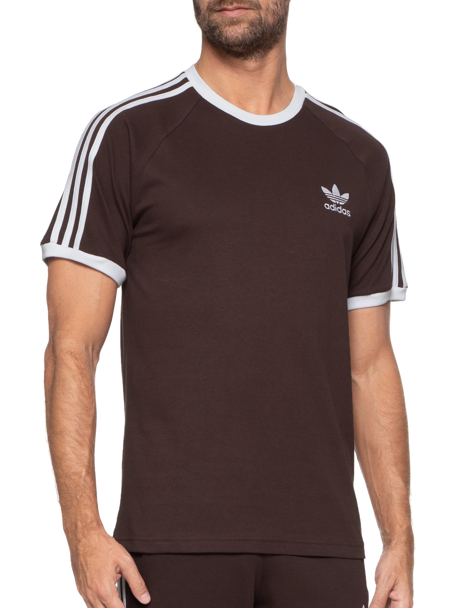 Camiseta Masculina 3 Stripes Marrom Escuro Adidas Originals