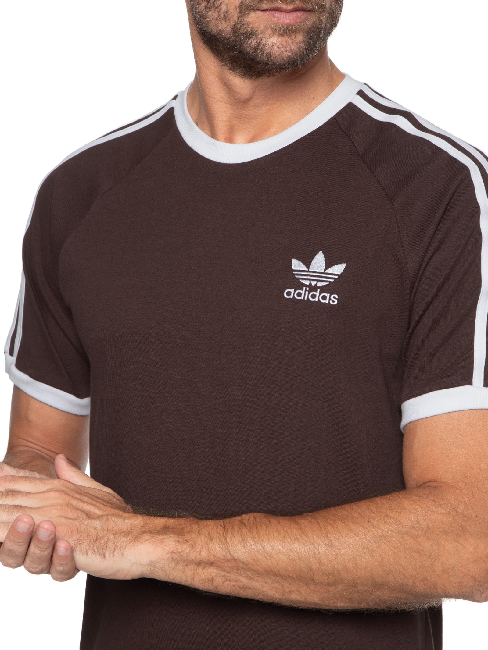 Camiseta Masculina 3 Stripes Marrom Escuro Adidas Originals