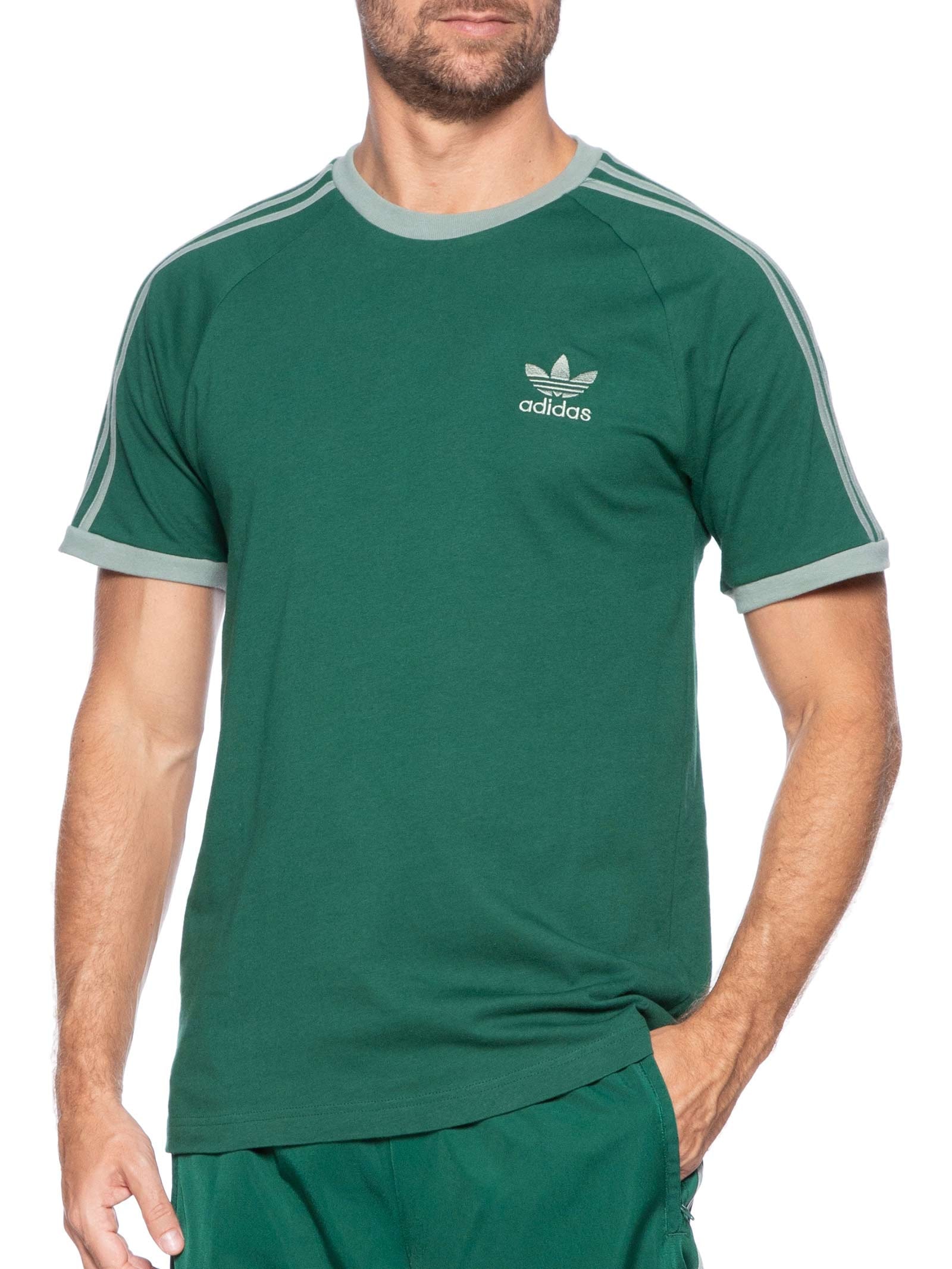 Camiseta Masculina 3 Stripes Verde Escuro Adidas Originals