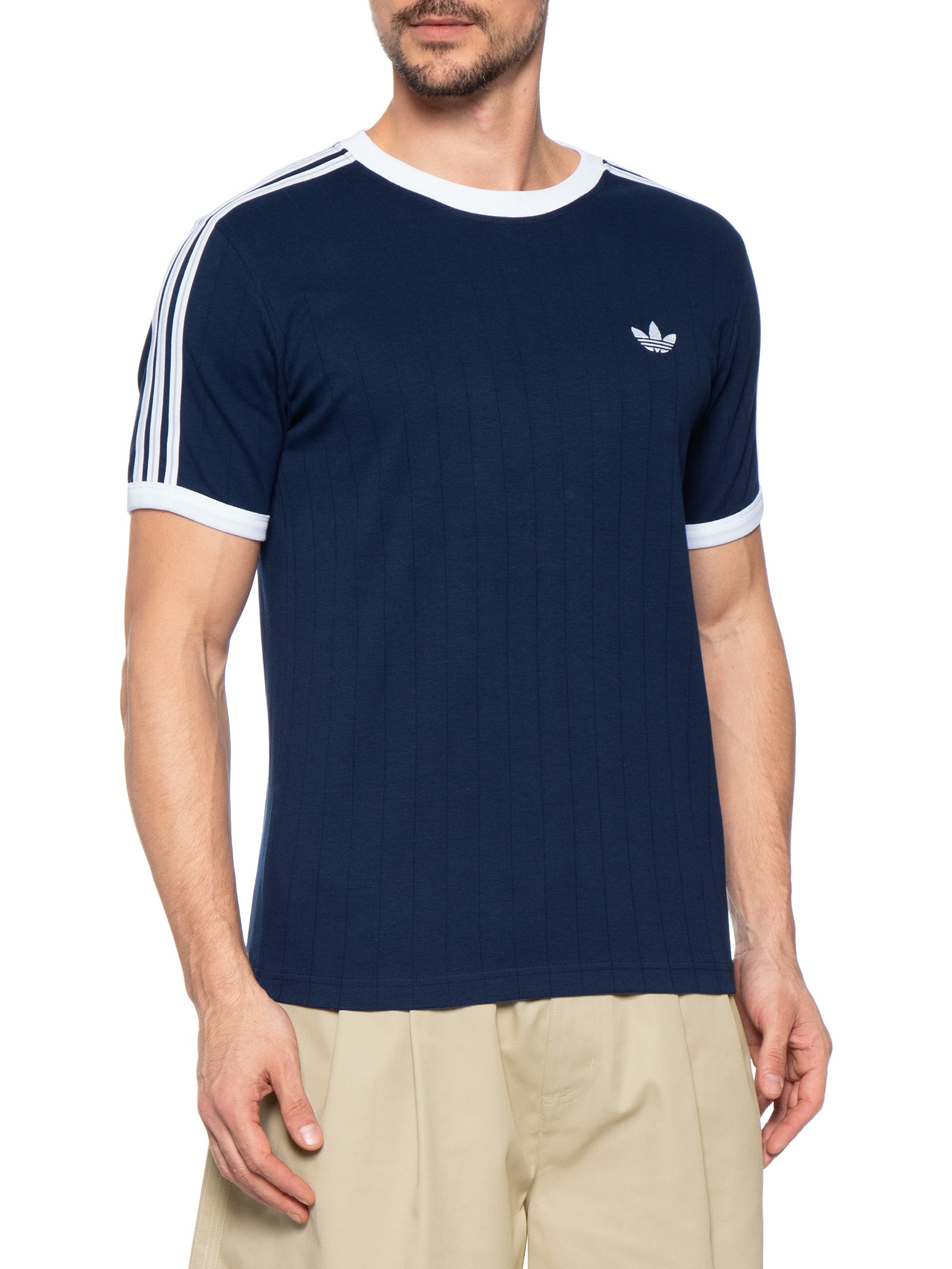 Camiseta Masculina 3s Strips Azul Adidas Originals