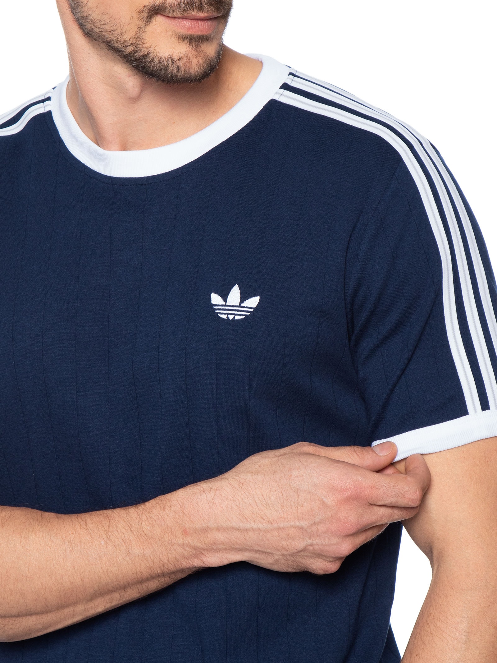 Camiseta Masculina 3s Strips Azul Adidas Originals