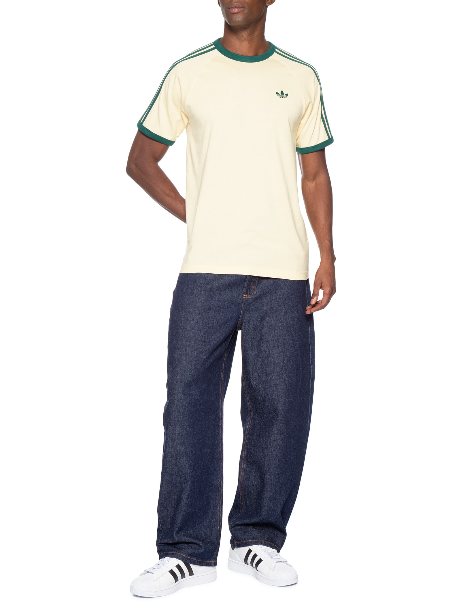 Camiseta Masculina 3s Strips Bege Adidas Originals