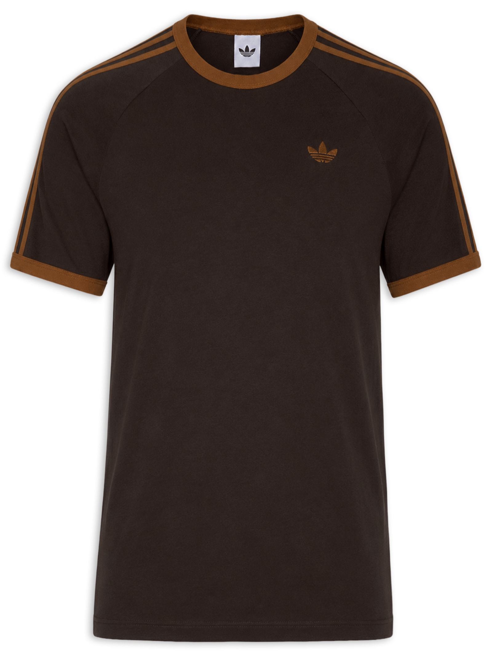 Camiseta Masculina 3s Strips Marrom Adidas Originals