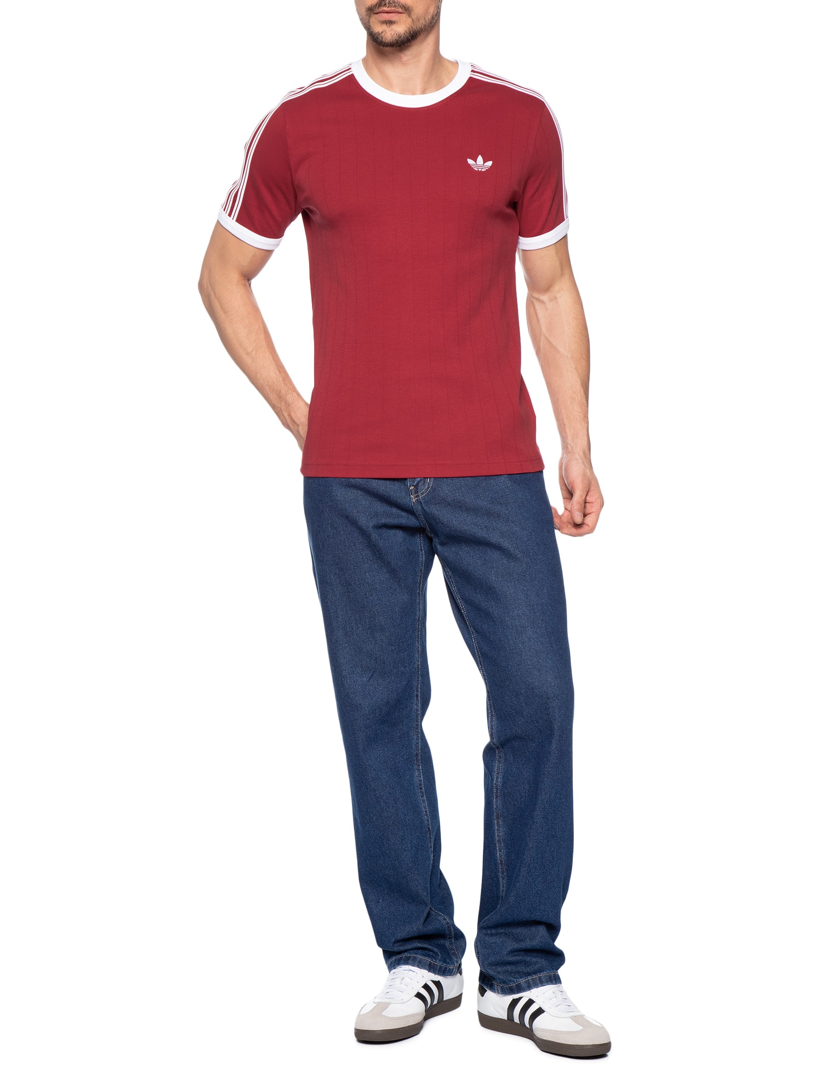 Camiseta Masculina 3s Strips Vermelho Adidas Originals