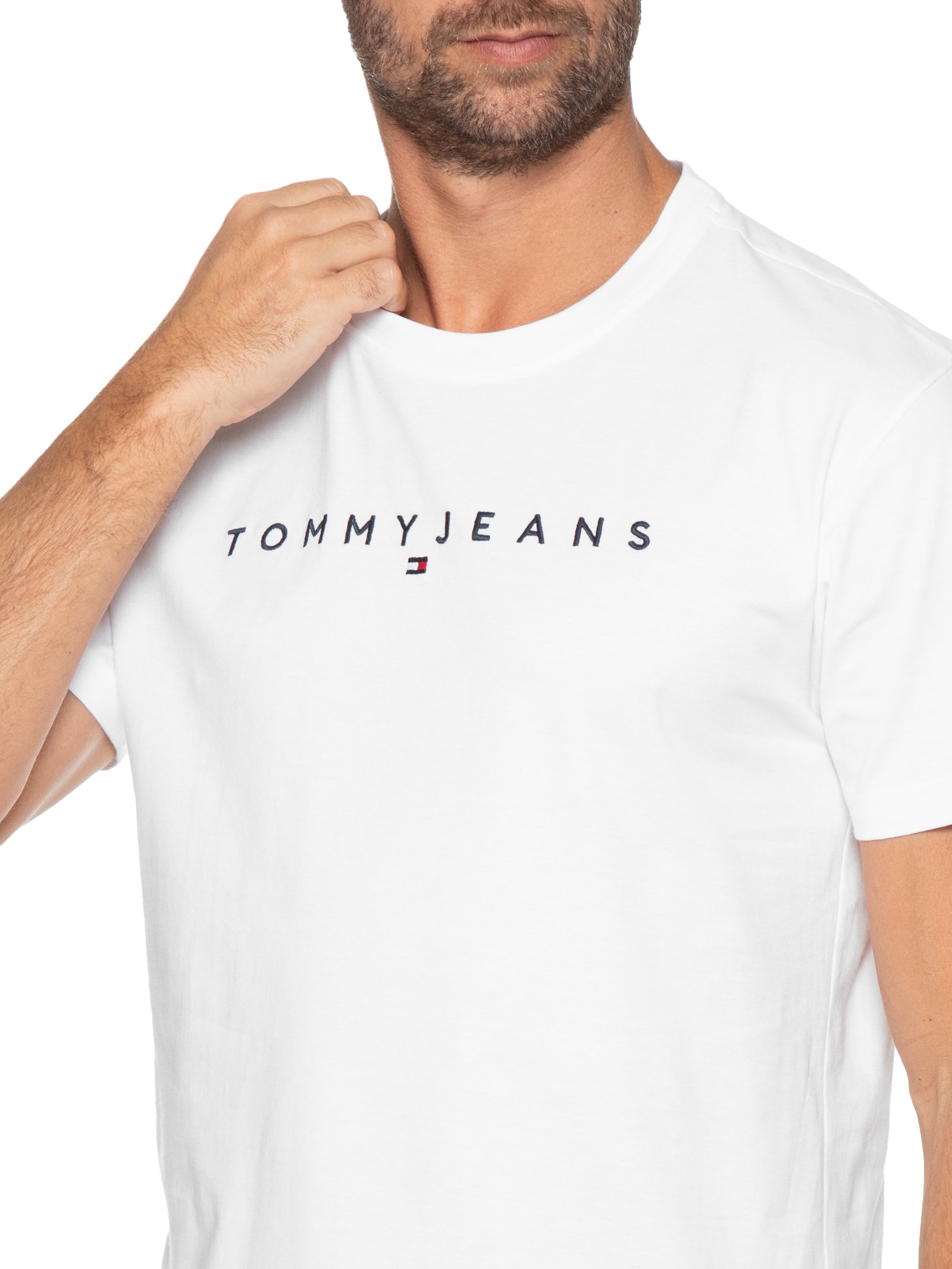 Camiseta Masculina AB TJM Reg Linear Logo Tee Ext Branco Tommy Jeans
