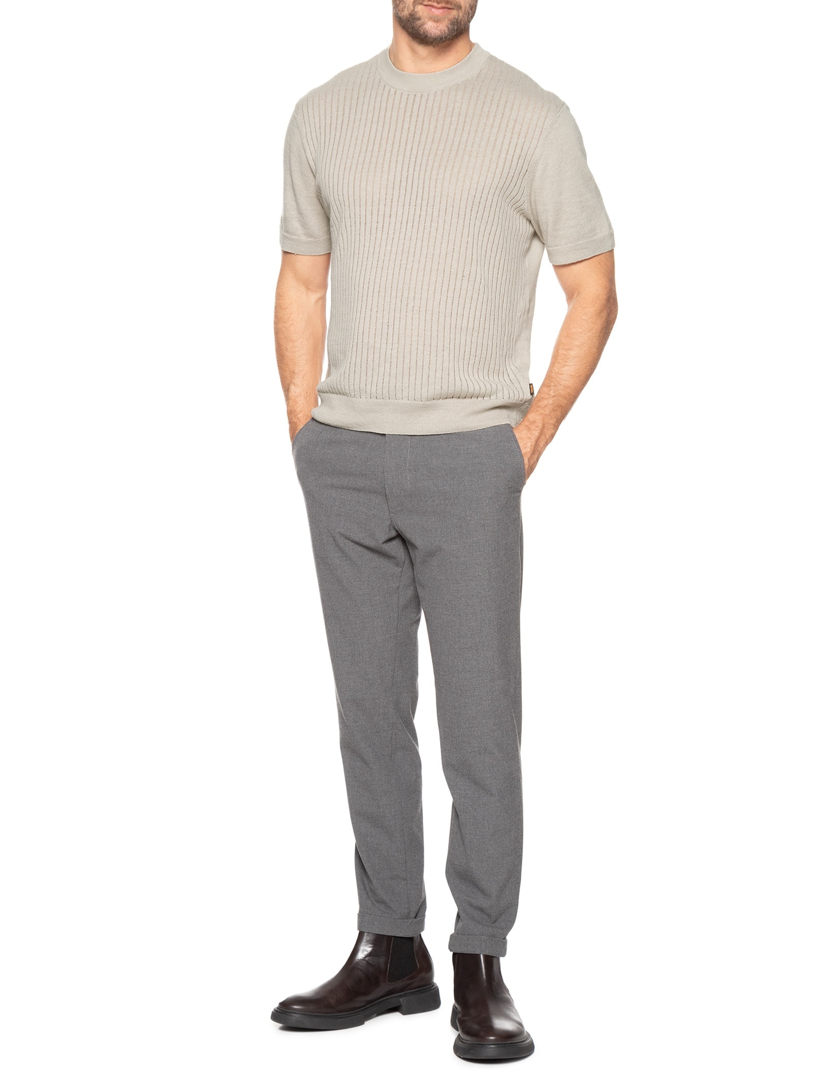 Camiseta Masculina Ajordino Bege Boss